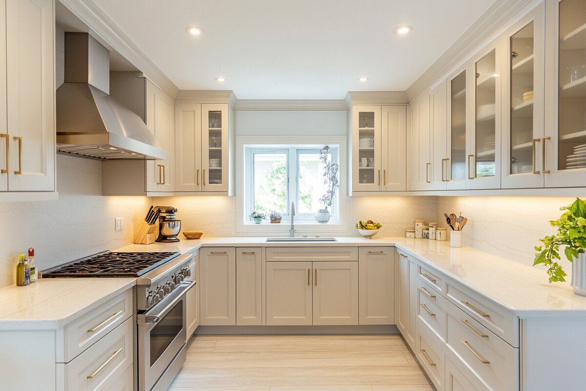 U-shaped kitchen with counters on three sides
